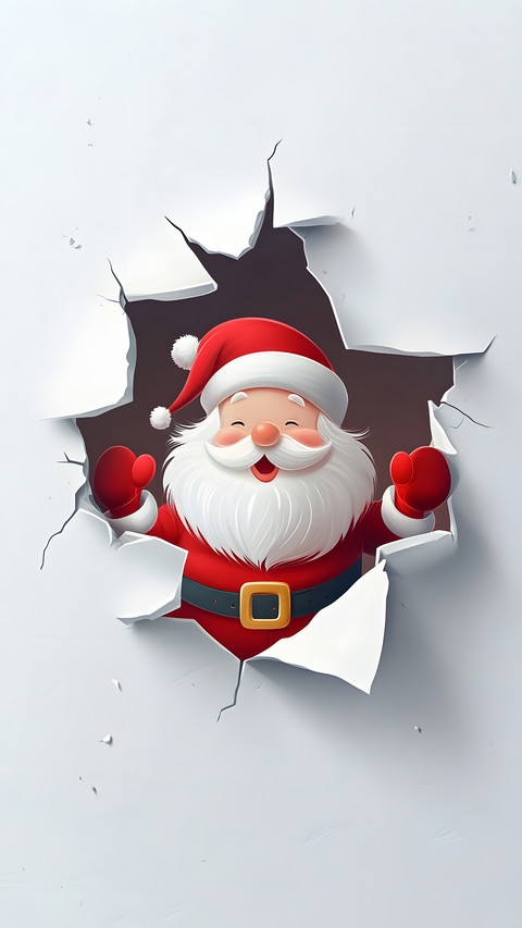Festive Santa Peeking, Bringing Joy Through the Cardboard preview
