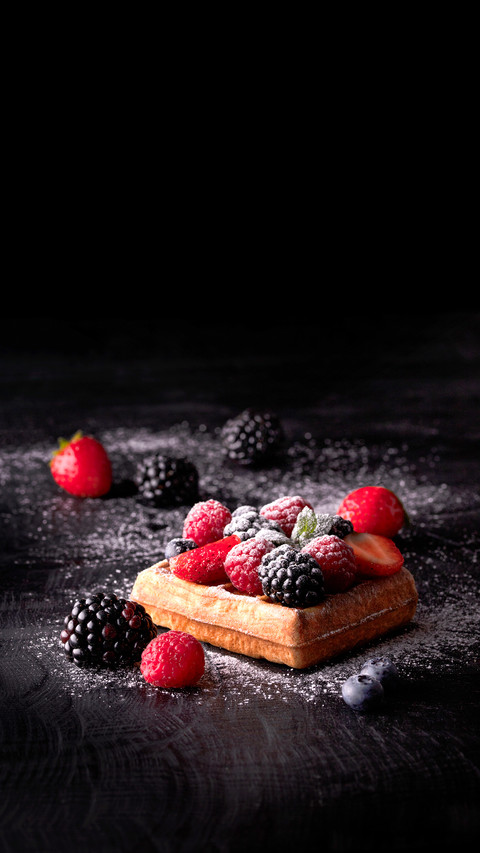 Waffle sprinkled with powdered sugar preview