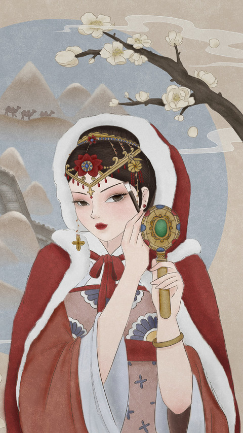 Woman in Red Robe Looking in The Mirror preview