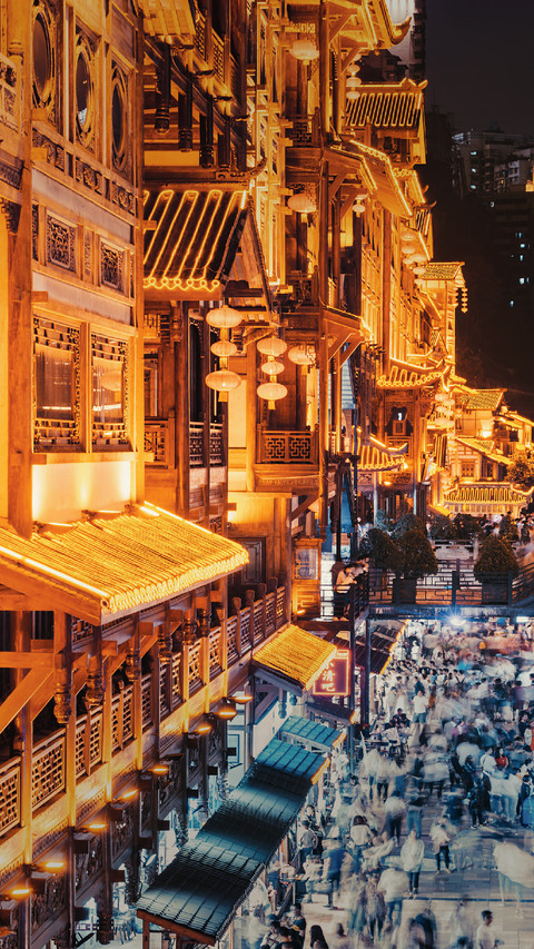 A Commercial Street With Many Tourists preview