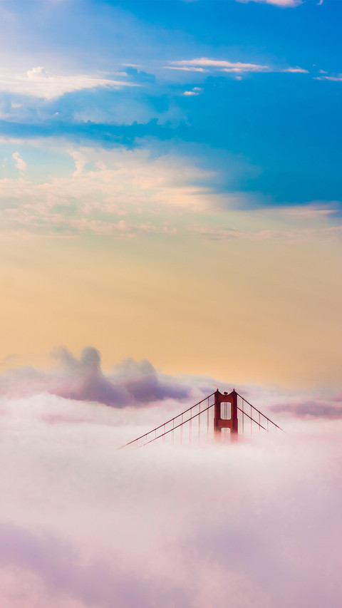 The golden gate bridge in the clouds and mist preview