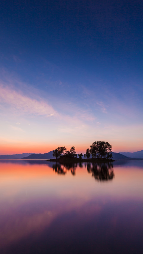 Sunset scene with mirror reflection on a tropical sea preview