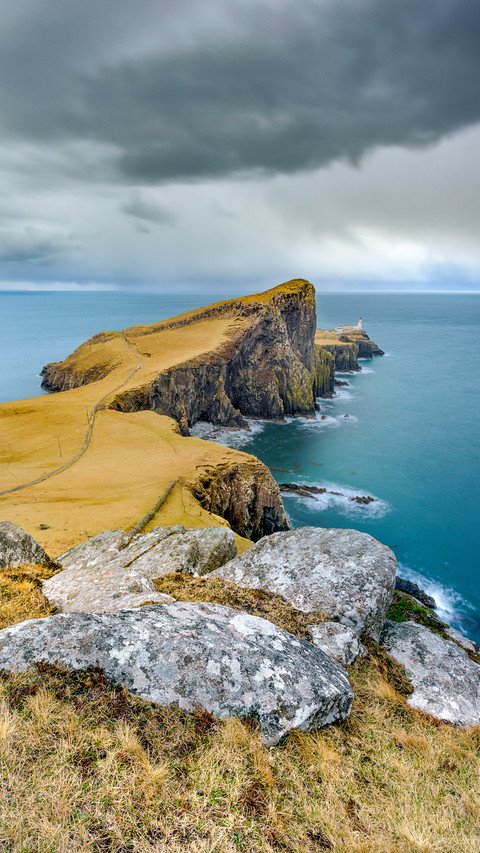 Dark and moody clouds over Neist Point preview
