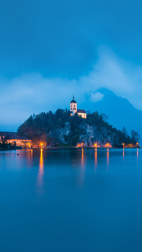 Mountain chapel in Traunkirchen on a cloudy morning preview