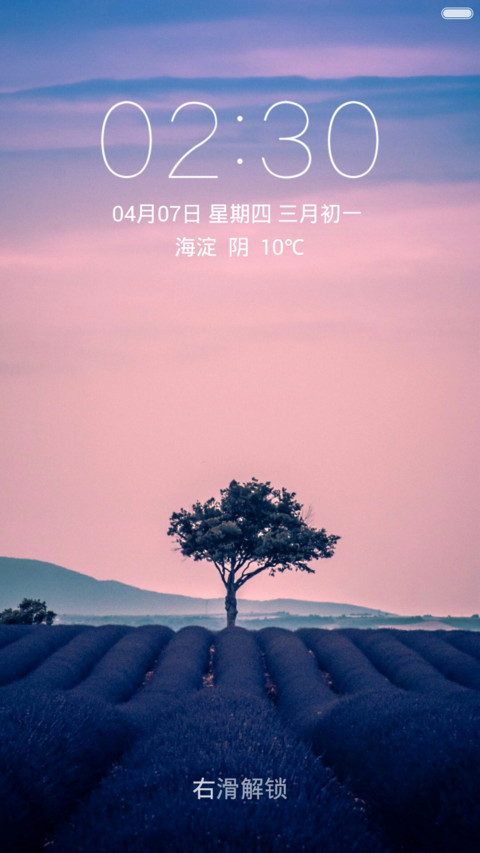 唯美薰衣草地 蓝粉天空 右滑解锁 preview