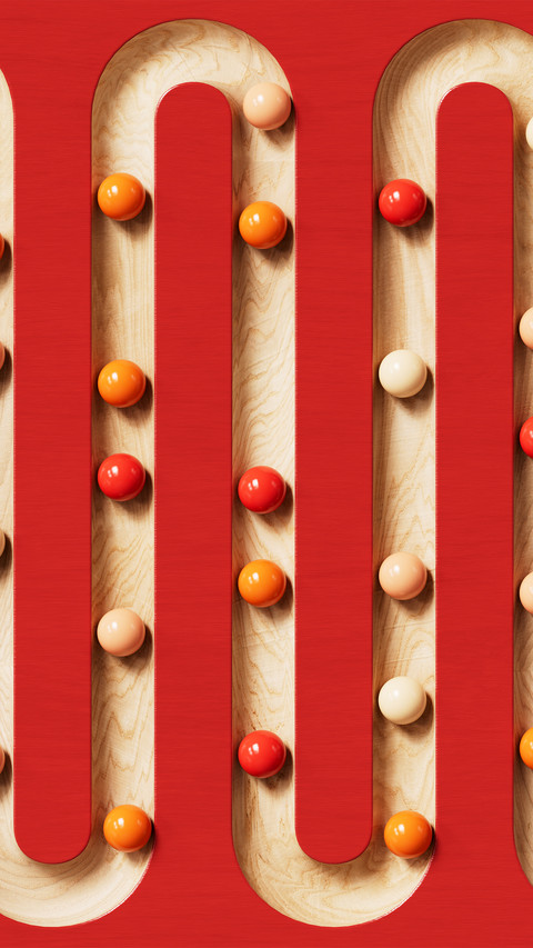The small ball in the red path preview