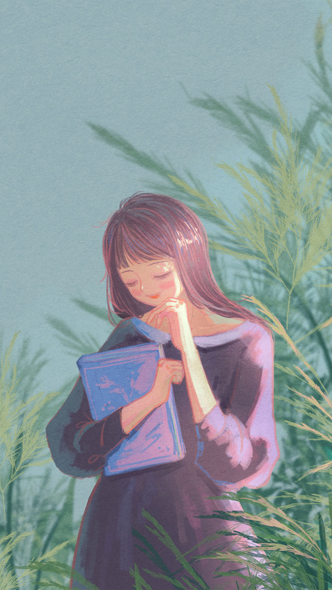 the Girl Smiled in the Bushes with Her Book preview
