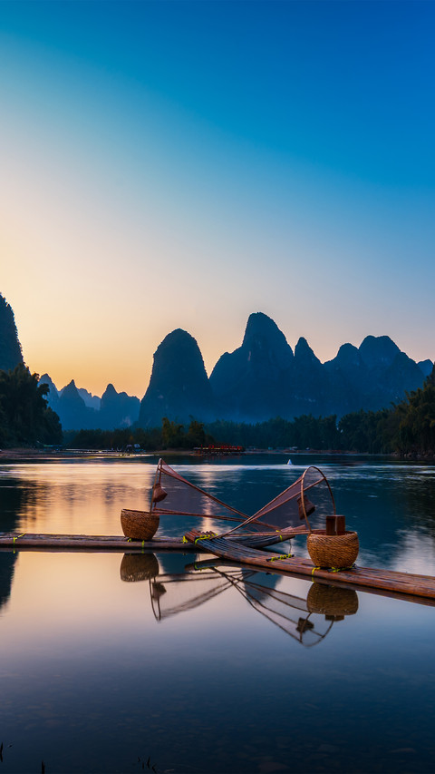 Sunset over the li river preview