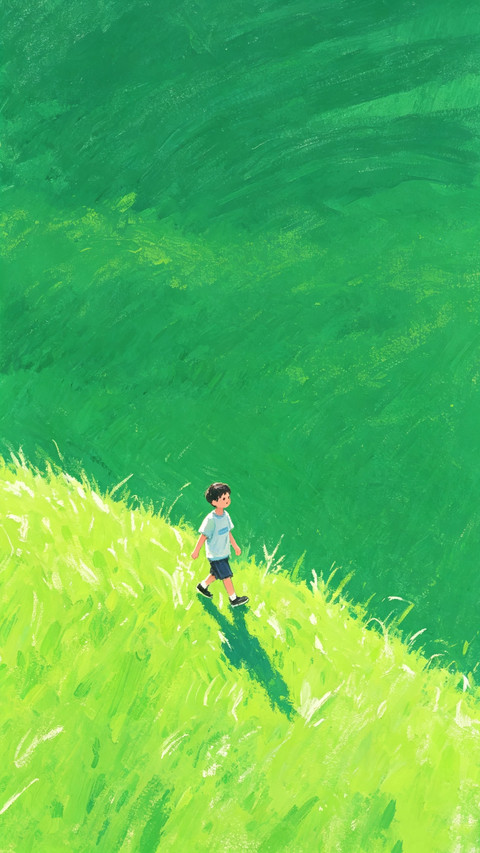 绿色风景插画壁纸-锐景创意 preview