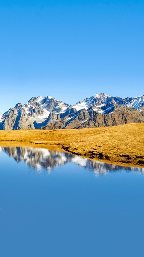 Beautiful reflection in Koruldi lake, Caucasus foothills preview