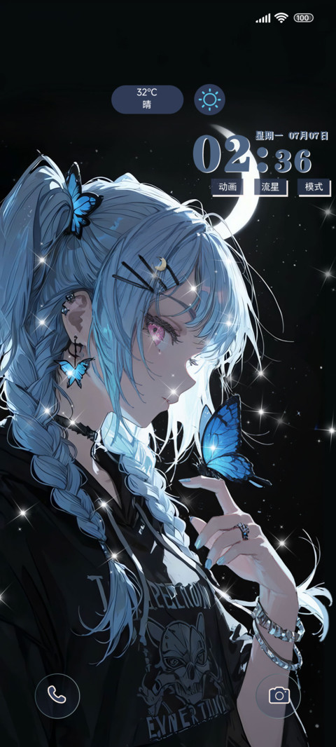插画新月下蝴蝶少女 preview