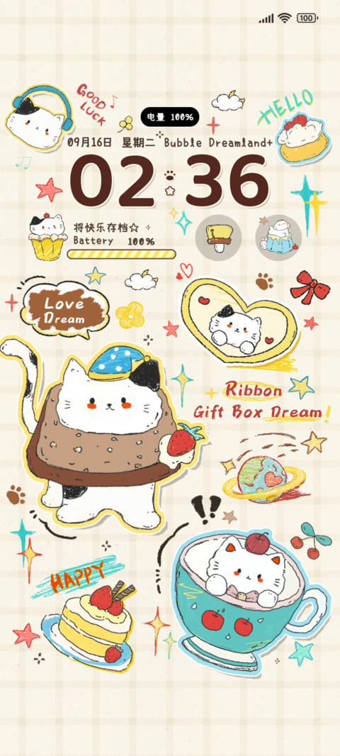 复古涂鸦面包小猫 preview