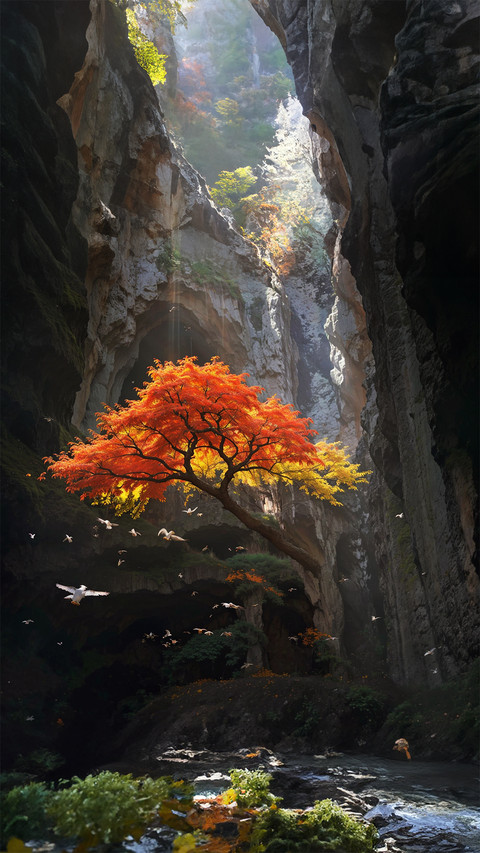 Vibrant Oasis in a Rocky Canyon preview