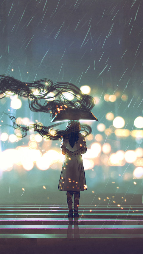 Lonely anime illustration preview