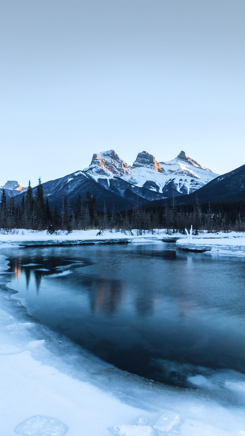 View of Three Sisters from Policeman's creek in Canmore preview